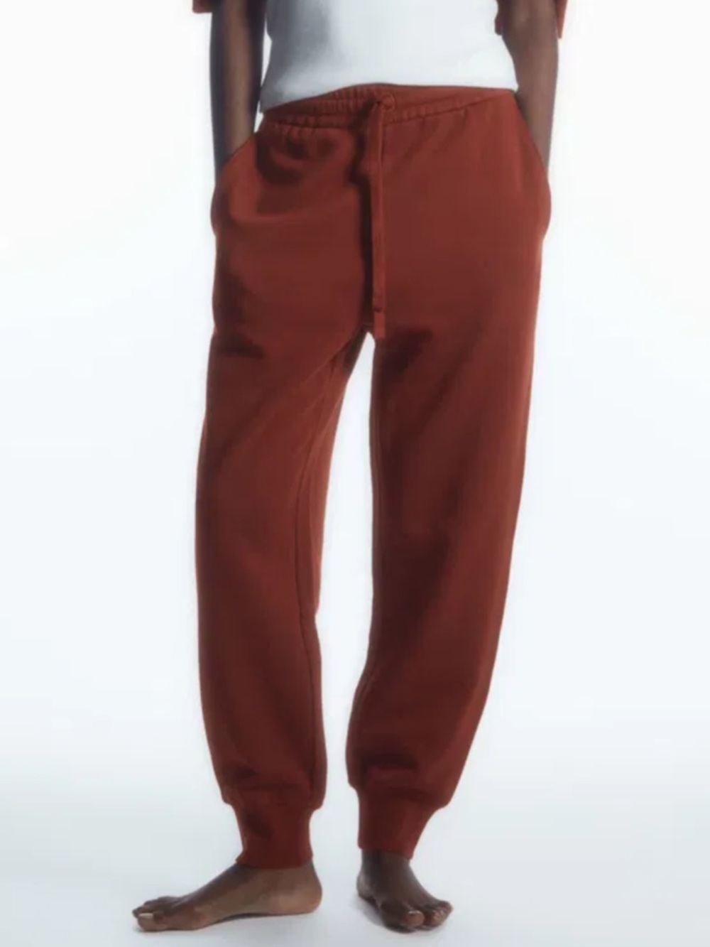 COS Cotton Burnt Orange Pull on Elastic Waist High Rise Joggers Sweatpants
